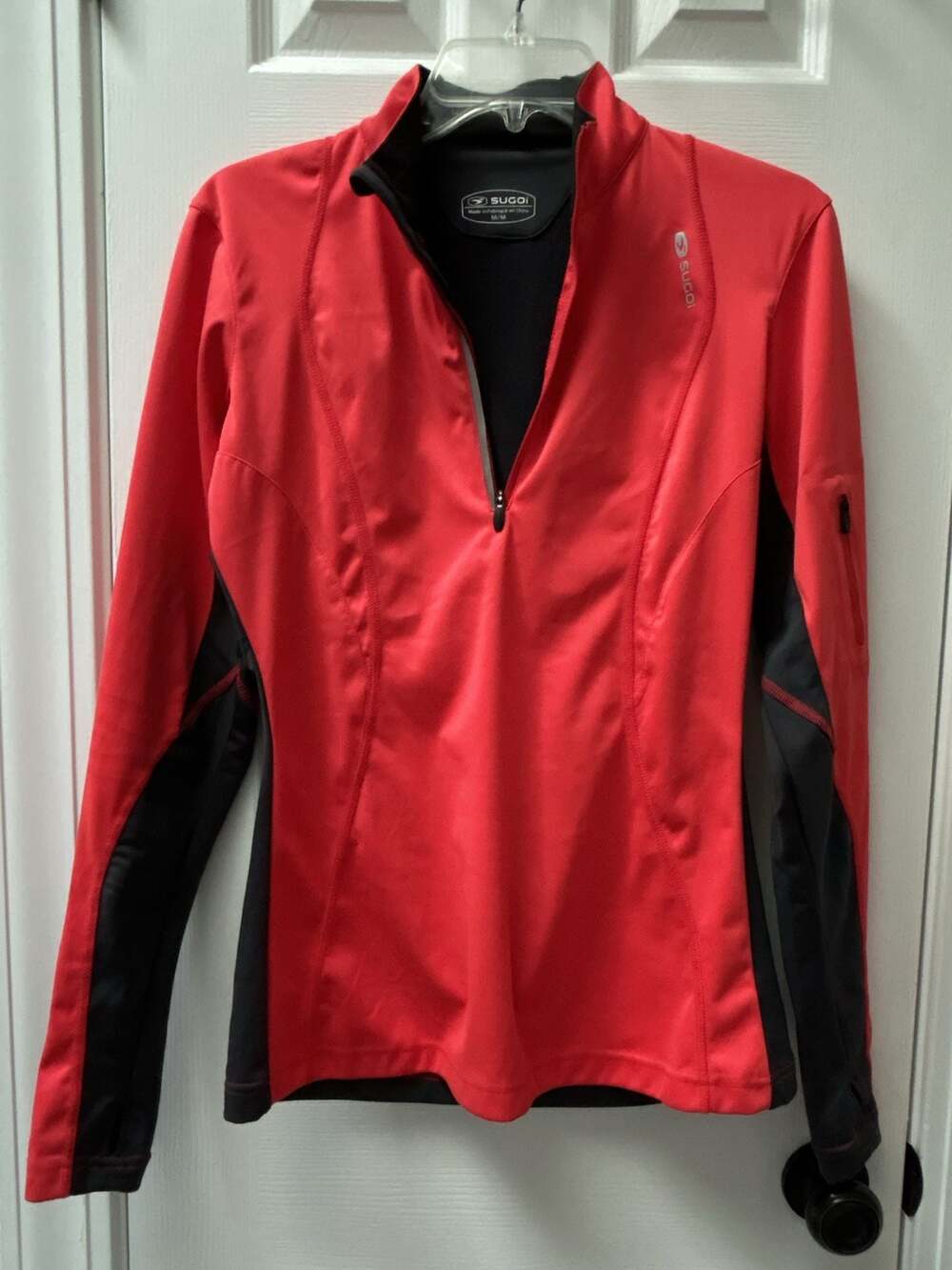 Sugoi Women's Red Black Midzero 1/4 Zip Thermal Running Jacket Size M